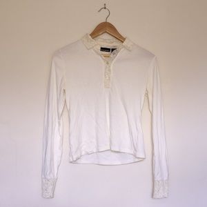 DKNY Jeans long sleeve embroidered blouse top
